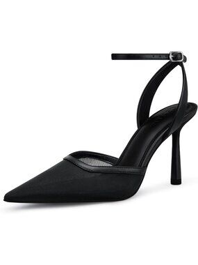 Women's 88 Black Mesh Stiletto Heels Pumps Comfort Closed Toe Party Dress Shoes